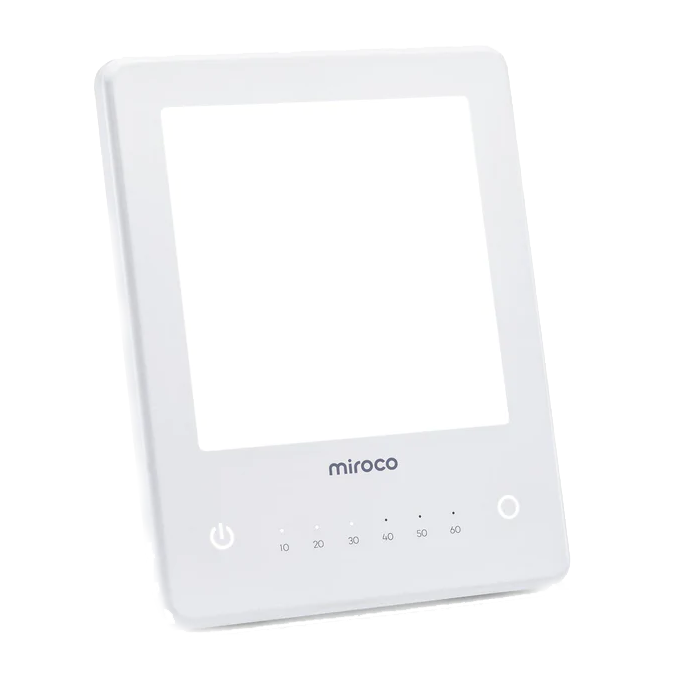Rectangular white tablet-style lamp by the brand 'miroco.'