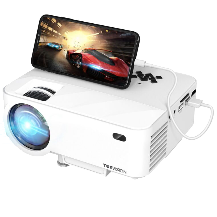 Mini Projector projecting from a cell phone