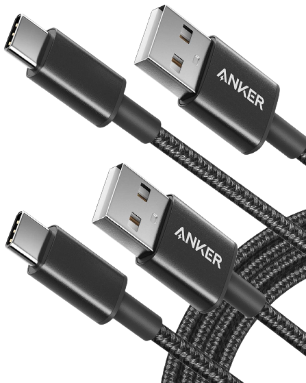 Two bright new USB-C cables with 'Anker' written on them