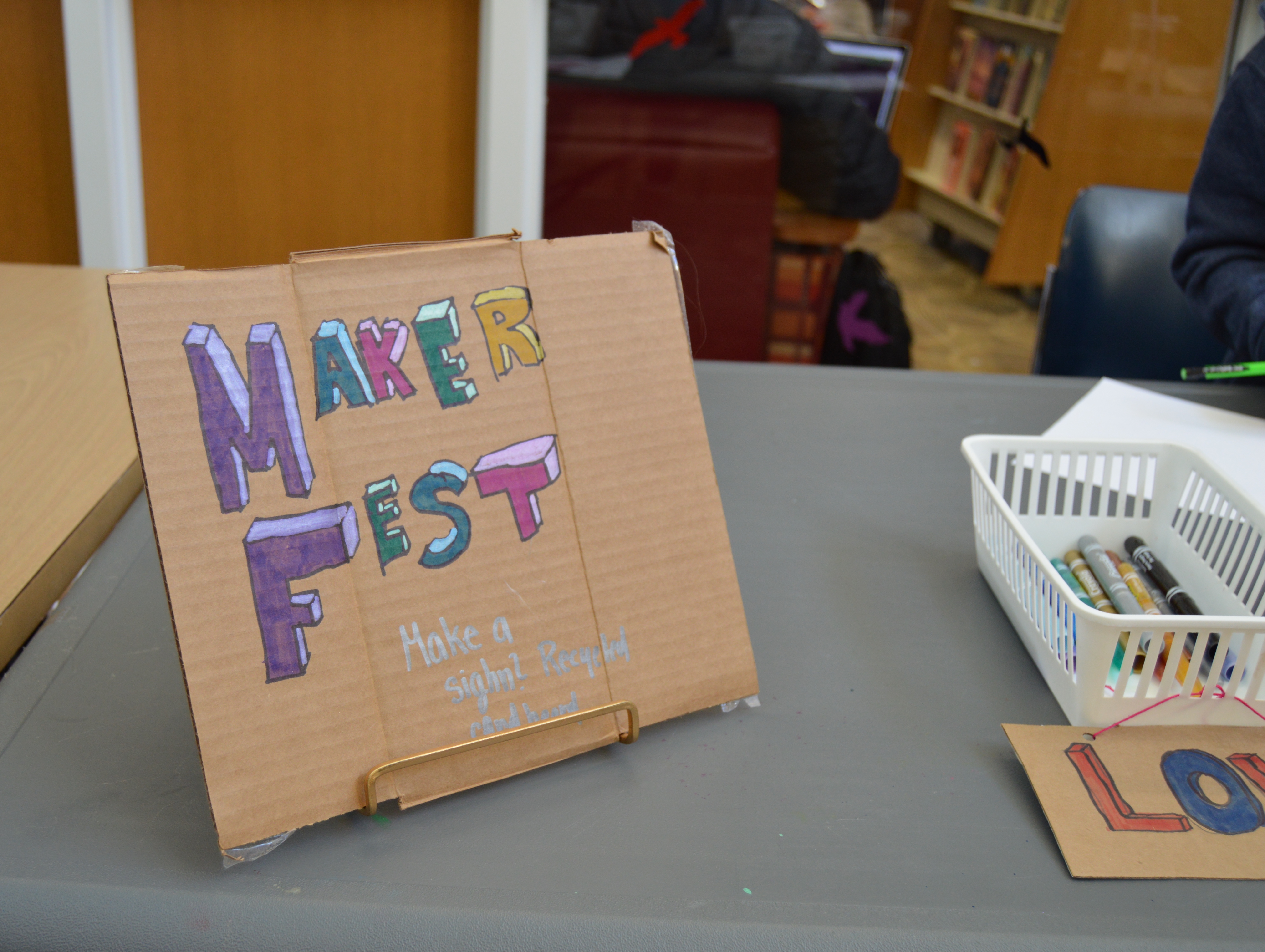 Maker Fest cardboard sign