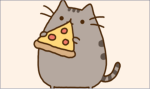 cartoon cat holding slice of pizza