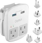 one central outlet adapter with 6 international plugs