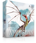 Box for the game Wyrmspan, showing a dragon with its wings spread above the title of the game. 