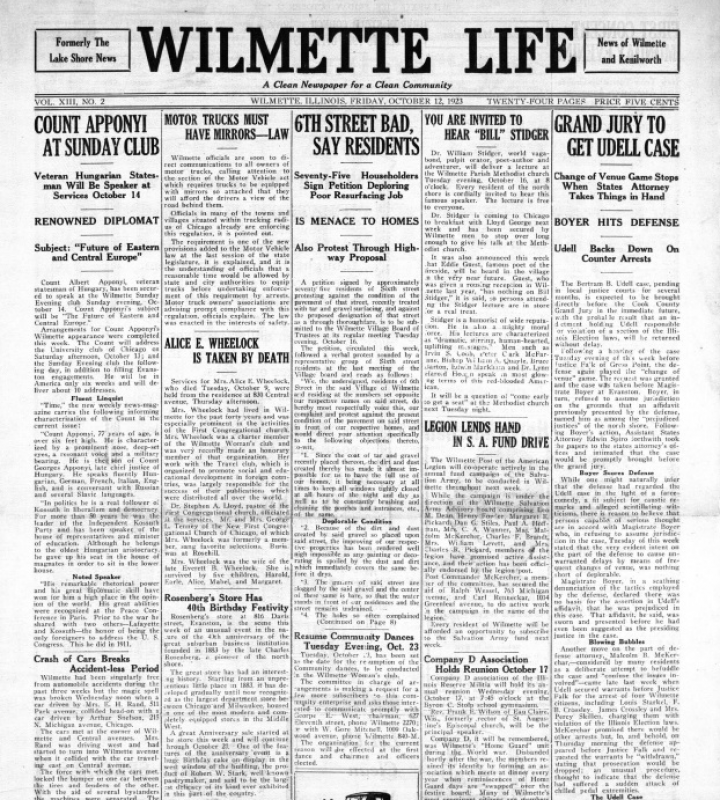 Newspapers linked image showing Wilmette Life