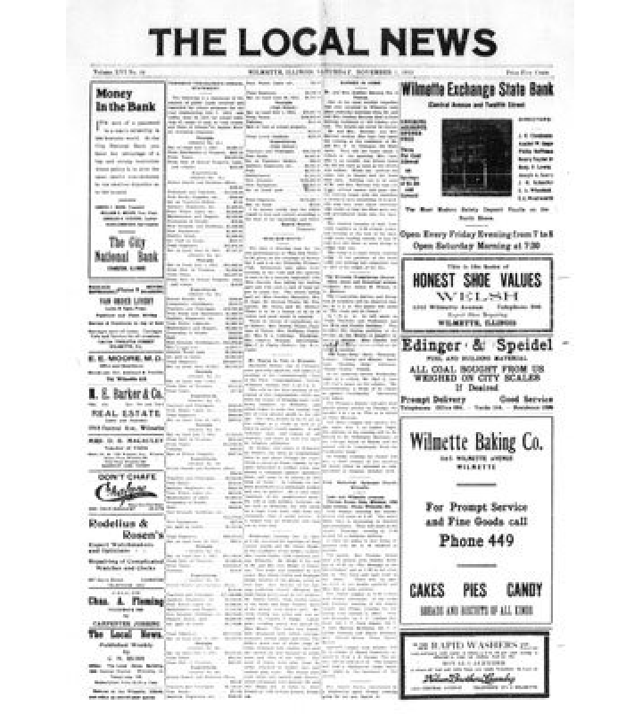 Illinois Newspaper Collections linked image showing local news