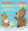 one bear spooning honey to a baby bear